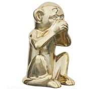 Statue singe modèle ""ne dit aucun mal"" en céramique collection MONKEY jaune doré