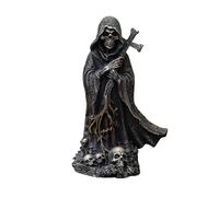 Statue Sinistre, Figurine Tenant Une Croix, Faucheuse Squelette avec Cape, décoration Gothique de Bureau à Domicile, Ornements de Table d'halloween (C)