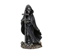 Statue Sinistre, Figurine Tenant Une Croix, Faucheuse Squelette avec Cape, décoration Gothique de Bureau à Domicile, Ornements de Table d'halloween (C)