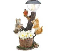 Statue solaire chat en résine avec lampe LED, décoration de jardin pour patio et pelouse