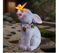 Statue solaire de jardin lapin papillon, sculpture animale d'extérieur avec lampe solaire,figurine lumineuse parfaite,cour ou balcon