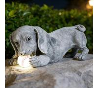 Statue solaire de teckel pour jardin, décoration de chien saucisse, figurine lumineuse d'extérieur