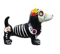 Statue Squelette Chien pour chat Résine 29cm Décoration Halloween | Anatomie détaillée et finition patinée Résine synthétique pour robuste Convient aux fêtes maisons hantées et