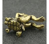 Statue Tortue Grenouille pour en Laiton Massif 3.5cm pour décor | Laiton massif pour durable, finition antique élégante, taille compacte 3.5x4cm, pour idéal bureau salon