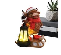 Statue Vache Décorative Décoration Lanterne Lumineuse LED Solaire en Résine