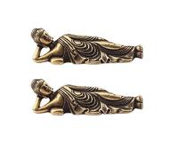 Statues de Bouddha Couché Noël en Laiton Massif, Lot 2Pcs | Décoration de Bouddha Portable, Format Miniature, pour Étagères, Studio, Bureau et Mantel Shelf