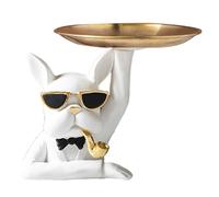 Statues de Chien Boutique Décoration Sculpture Animalière Statuette | Nice Butler Dogs avec Plateau pour Toilettes, Table de Chevet, Bureaux