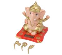 Statues de dieu éléphant Ganesha, statue oscillante d'éléphant à énergie solaire, mini figurines d'éléphant Ganesha pour tableau de bord de voiture, décoration de bureau à domicile (Fleshcolor)