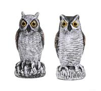 Statues de hibou réalistes de 20,3 cm pour décoration de jardin - Répulsif à oiseaux en plastique résistant aux intempéries pour lutter contre les parasites, tête rotative pour protéger la terrasse et