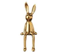 Statues de jardin lapin assis en laiton, figurine de lapin en céramique galvanisée, sculpture de lapin de Pâques, lapins assis dorés, Pâques pour bureau, bibliothèque, vitrine, (or, taille unique)
