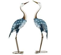Statues de jardin - Outsunny - lot de 2 sculptures grue décoration extérieure pelouse - acier - 72,5-74 cm