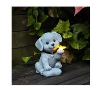 Statues de jardin solaires - Figurines de chien avec papillon - Décoration solaire pour l'extérieur - Statue de chien Label