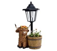 Statues De Vache Des Highlands Avec Pot De Fleurs Et Lanterne Solaire, Pots De Fleurs D'extérieur, Figurine D'animal Amusante Pour Décoration De Jardin, Sculpture D'art De Cour Pour Patio, Pelouse
