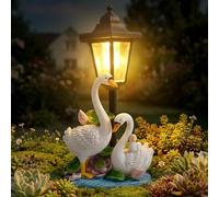 Statues d'oie blanche de jardin 2026 avec lanterne solaire pot de fleurs, décoration extérieure, figurines d'oie, sculptures d'art pour patio, pelouse, jardin, porche, décoration de cour, cadeaux