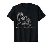 Statues Moai Dessin au Trait Passionné d'Île de Pâques T-Shirt