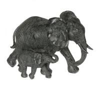 Statuette 2 éléphants en résine - Gris