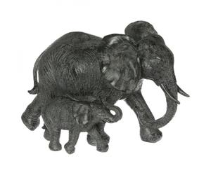 Statuette 2 éléphants en résine - Gris