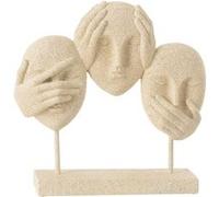 Statuette 3 Visages sur Socle Morris 30cm Beige
