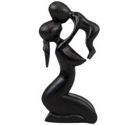 Statuette abstraite Maman et Bébé 20cm en bois noir | Cadeau Baby Shower