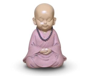 Statuette Baby Bouddha SB4 - Décoration Zen et Feng Shui - pour Créer Une Ambiance Relaxante - Idée Cadeau Porte-Bonheur - Hauteur: 10cm - Couleur : Beige et Vieux Rose - Zen’Light