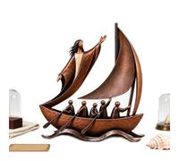 Statuette bateau inspirée de la foi Jésus Chrétien Centre de table | Bateau à voile de collection pour salon, chambre à coucher, bibliothèque, armoire, rebord de fenêtre, cheminée