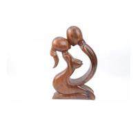 Statuette - Bois - Couple Sensuel - H 20 cm - Décoration Romantique - Objet Artisanal