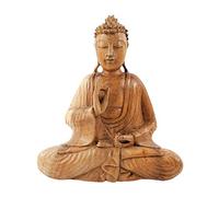 Statuette Bouddha assis en bois sculpté 20cm | Mûdra de l'Enseignement