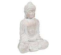Statuette bouddha effet blanchi H23 15.5x23x9.5cm Blanc