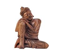 Statuette Bouddha Penseur 20cm en bois de suar sculpté main | Import Bali