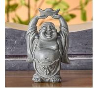 Statuette Bouddha Rieur - ZEN'LIGHT - Gris - 8 x 6 x 12 cm