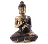 Statuette - Bouddha - Vitarka Mûdra - Bronze massif - H14cm - Doré - Marron