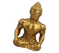 Statuette Bouddhas assise mus statue résine ton or décor A | Bureau, table d'entrée, décoration intérieure calme