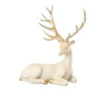 Statuette Cerf Déco Couché 29cm Beige Clair