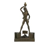 Statuette Colosse de Rhodes - Dieu Soleil Helios - Albâtre coulé effet bronze - Fait main en Grèce - 19,9 cm