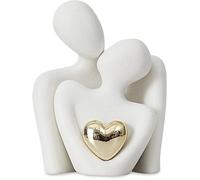 Statuette Couple Romantique en Céramique Blanche Décoration Maison Moderne Cadeau Anniversaire Mariage Design Épuré