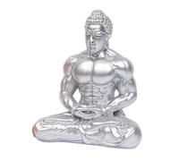 Statuette de Bouddha en résine 14 cm de haut Motif mus igurines de Bouddha pour la richesse, le zen, la relaxation spirituelle, l'énergie positive, le yoga, la méditation, argent
