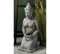 Statuette de Bouddha en terre cuite vieillie (à genoux) 80 cm x 32 cm x 32 cm x 80 cm