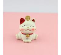 Statuette de chat porte-bonheur en résine peinte à la main Maneki Neko - 5 x 4 cm - Décoration mignonne pour la maison, le bureau, la voiture, le tableau de bord (4)