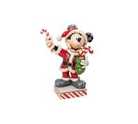 Statuette de Collection Candy Canes Mickey - En Résine aspect bois - Rouge - Hauteur 15.4 cm - Largeur 12 cm - Profondeur 5 cm