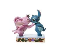 Statuette de collection Stitch et Angel en résine aspect bois - Hauteur 14 cm - Largeur 16 cm - Profondeur 9 cm