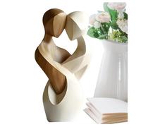 Statuette de couple en bois | Décoration de la main Bureau Art Art Ornement Sculpture Modèle Figure Artisanat Décoration de couple