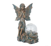 Statuette de fée en résine résistante aux intempéries avec lampes solaires pour décoration de patio 14 cm de haut