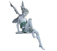 Statuette de fée pour étang de cour ou de jardin - Sculpture d'ange - Grise