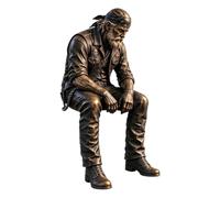Statuette De Motard Ancien Assis Centre de table vintage de collection en | Sculpture de Motard pour Intérieur Pour Chambre, Bureau, Étagère, Placard, Rebord de Fenêtre, Cheminée, Table de