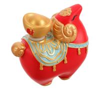 Statuette de Mouton du Zodiaque Chinois en Résine Rouge, Décor 2027 | Finition Rouge, Base Stable pour Surface Plane, Format 6,50x6,00x3,50cm, pour Maison et Étagère