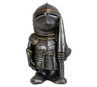 Statuette de nain de jardin médiévale gothique - Figurine unique de protection nain avec casque et hallebarde pour décoration de pelouse extérieure (W141)