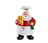 Statuette de Père Noël en résine pour table tenant du pain et du vin, cuisine, salle à manger, intérieur festif (A, 11 x 10 x 17)