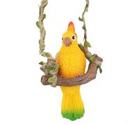 Statuette de perroquet en résine à suspendre pour décoration de jardin, terrasse, cour, pelouse, arbre, 14 cm, jaune vert (jaune)