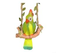 Statuette de perroquet en résine à suspendre pour décoration de jardin, terrasse, cour, pelouse, arbre - 14 cm - Jaune vert (vert)