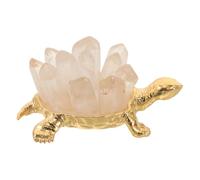 Statuette de Tortue en Cristal et Laiton, Décoration Feng Shui | Or et Blanc, Finition Transparente et Lisse, Pose Stable Table, Chambre, Comptoir de Boutique